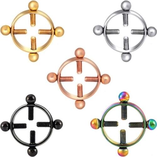 Stainless Steel Nipple Ring Clip Geometric Round Nipple Rings no need hole for Women Sexy Body Jewelry 2020 Summer Fashion
