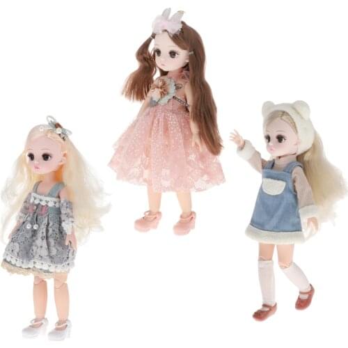 12" BJD Girl Doll with Clothes Shoes Long Hair Dress up Accessories DIY Toys
