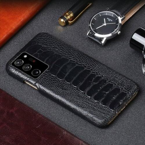 LANGSIDI Ostrich Genuine Leather Phone Case For Samsung S21 ultra S21 plus S20 a51 a71 S10 leather cover For Galaxy s21 note 20