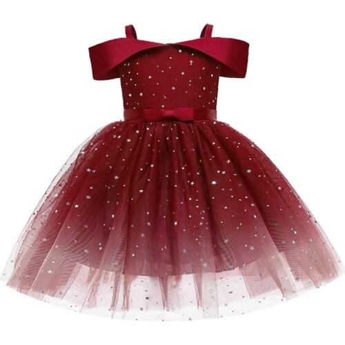 2021 Baby Girl Dress Kids Dresses For Girls Clothes Star Pattern Princess Children Evening Party And Wedding Tutu Dress Elegant