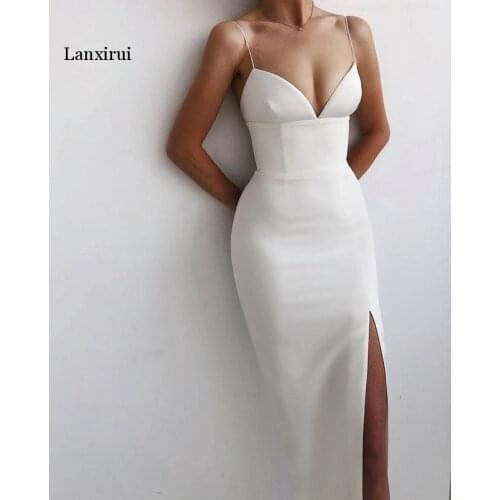 Summer Bandage Dress Women White Black Khaki V-neck Open Fork Sexy Club Evening Party Bodycon Dress Vestidos