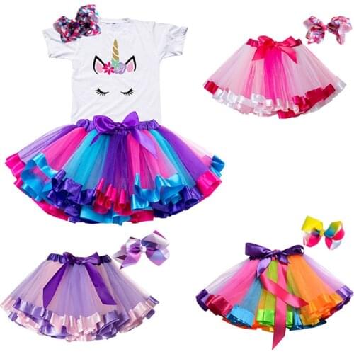 Summer Tutu Skirt Baby Girl Skirts Princess Mini Pettiskirt Birthday Party Rainbow Unicorn Skirt Girls Clothes Children Clothing