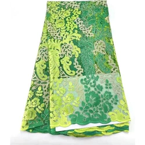 Nigerian High Quality Wedding Lace Dubai Bridal Tulle French Cord Lace Fabric for 5Yards African Lace Fabric 043