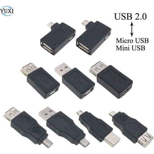 YuXi USB 2.0 Type A Female to Micro USB B Male Adapter Plug Converter USB 2.0 to Mini USB B 5 Pin Male Plug OTG connector