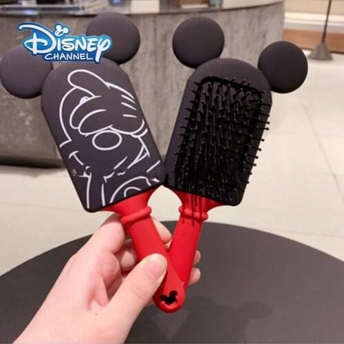 Disney Mickey Mouse Hair Comb Cartoon Air Cushion Comb Hair Anti-static Comb Mirror Set Children Cute Girl Minnie Massage Brush
