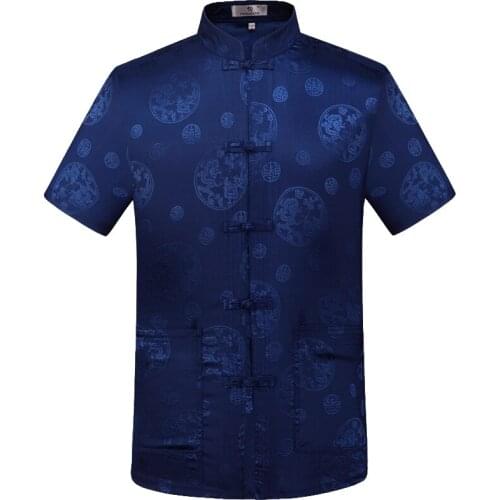 New Chinese Traditional Mens Satin Mandarin Collar Dragon Shirt Silky Tang Suit Clothing Kung Fu Tops Large Size 4XL