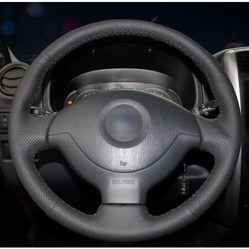 Hand-stitched Black Artificial Leather Car Steering Wheel Cover for Suzuki Jimny 2005 2006 2007 2008 2009 2010 2011 2012 2013