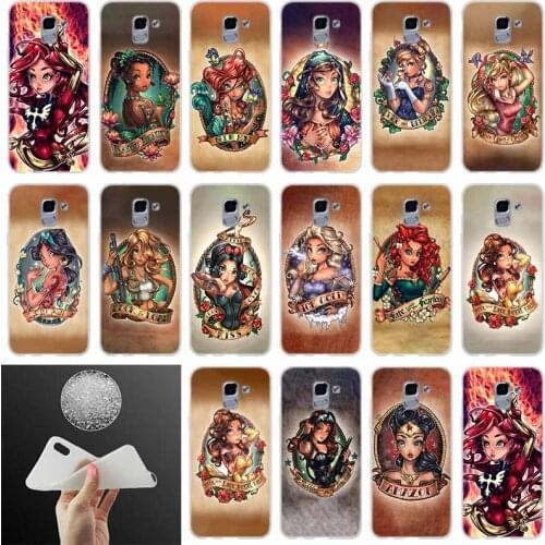 Silicone Phone case Cover Tattoos Princess FOR Coque Samsung Galaxy J6 J4 J8 J7 2018 Plus J3 J5 J7 Prime Pro 2017 2016 Casse
