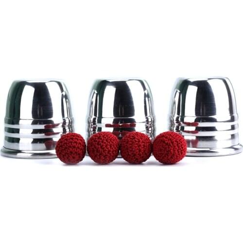 Super Professional Aluminum Three Cups and Balls With Cup (Large), Gimmick Props,Magic Tricks Magician Close Up Illusion