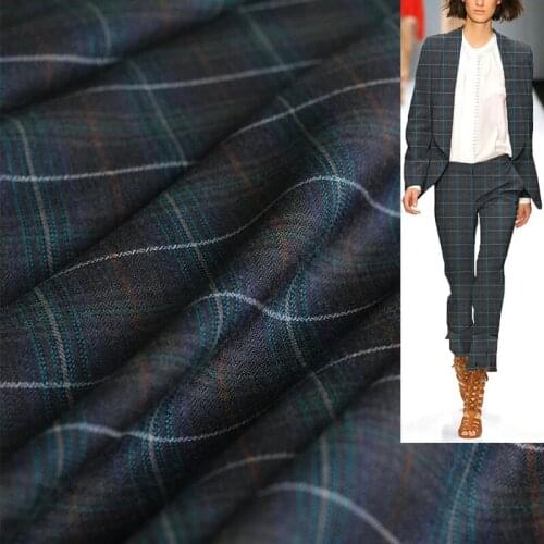 Japanese Herringbone Plaid Worsted Wool Fabrics Material Women Suits Pants Sewing Tailor Cloth