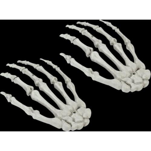 1 Pair Skeleton Halloween Horror Prop Halloween Skeleton Hands Claw Bones Ornament For Home Haunted House Bar Hanging Decoration