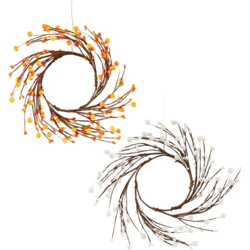 Artificial Flower Garland Door Hanger Berry Wreath The Candle Ring Wall-mounted Color Berries Christmas Halloween Decoration