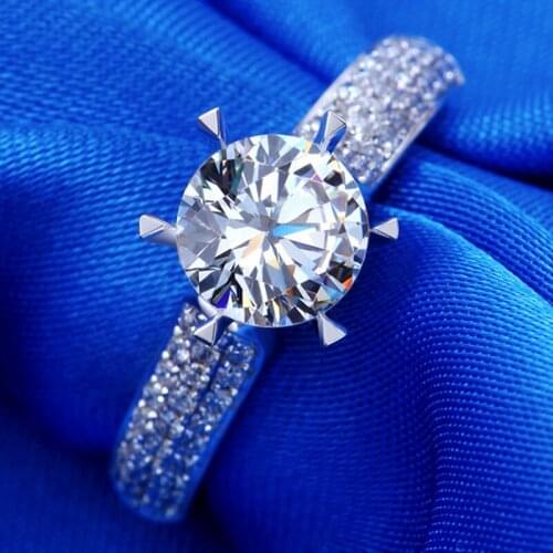 Genuine high quality luxurious carat simulation Moissanite ring Womans wedding propose Ring Free shipping JZ019