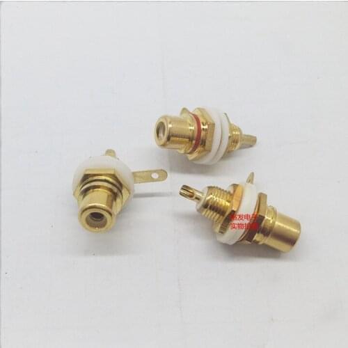 100pcs Pure copper gold-plated RCA lotus mother seat AV female welding plate type audio amplifier speaker signal input seat
