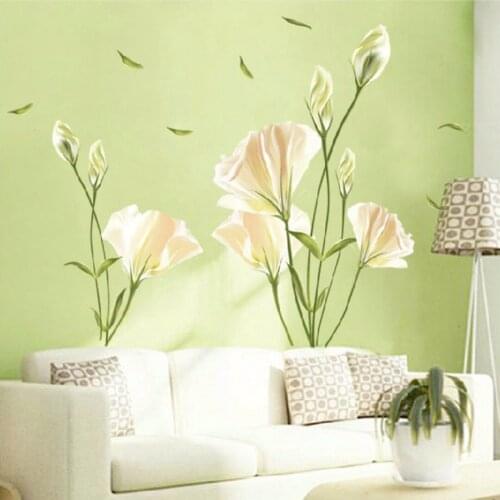 110*80cm Lily Flower Home Living Room Mural Decor Art Decal DIY Wall Sticker Removable Wall Decal Mural