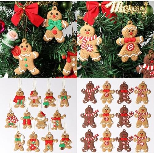 12pcs/set Gingerbread Man Christmas Decorations Christmas Tree Hanging Pendant Xmas Tree Decor Ornament New Year Gifts Kids