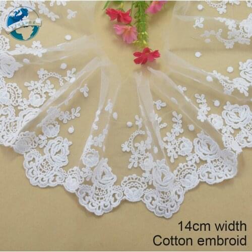 14cm white lace cotton embroidery lace french lace ribbon fabric guipure diy trims warp knitting sewing Accessories#3159