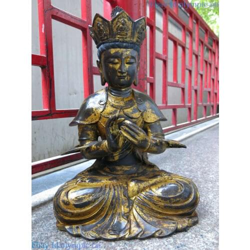 25" China old bronze gild carved fine sculpture buddhism Boundless Buddha Statue