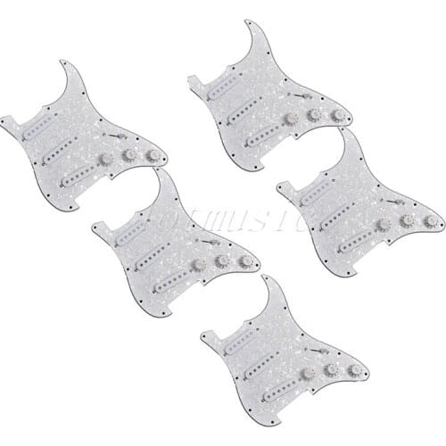 5Pcs White Pearl Guitar Pickguard with Pickup SSS Pickguard for Electric Guitar Replacement Parts 3ply