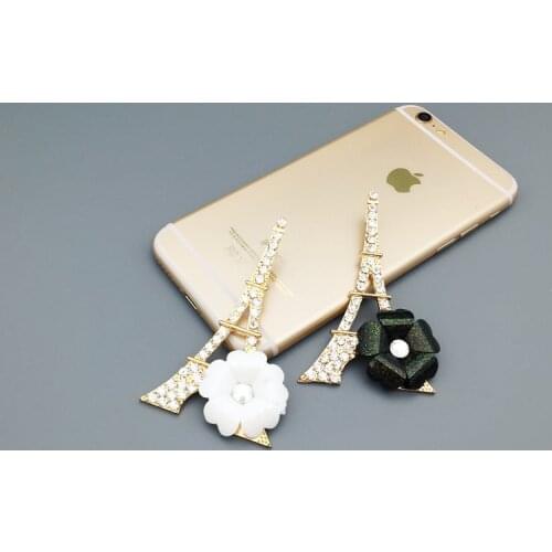 6pcs per lot Cell Phone case DIY Rhinestone Alloy Tower flower Decoration Charms