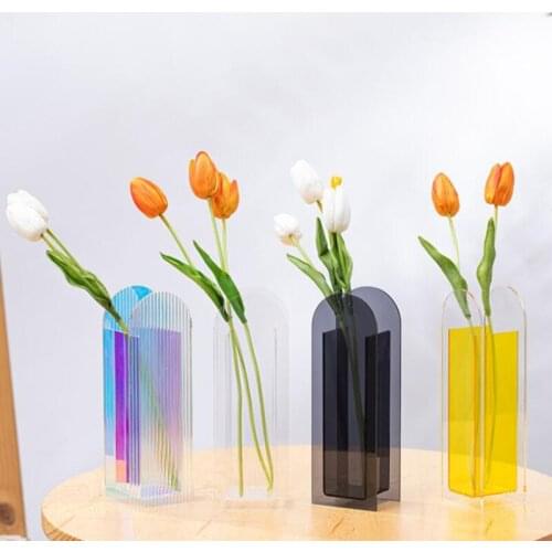 Acrylic Vases Floral Container Decorative Shop Design Wedding Party Home Office Ornaments Flower Arrangement Transparent Vase