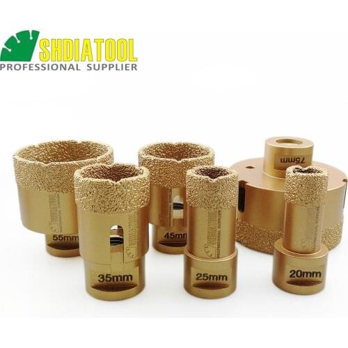 SHDIATOOL Vacuum brazed diamond drilling core bits 20/25/35/45/55/75mm M14 connection Drill bits hole saw