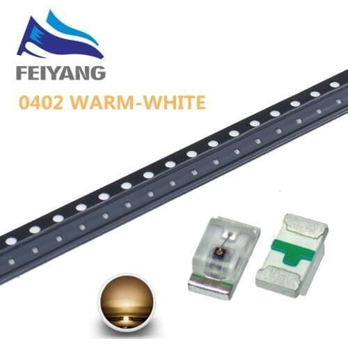 Free shipping 1000PCS SMD SMT 0402 1005 led Ultra Bright Warm white LED lamp light