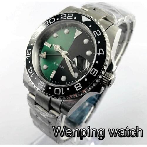 Bliger 40mm sapphire glass sterile dial GMT date window ceramic bezel luminous automatic mens top luxury watch