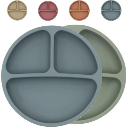 Cup Silicone Food Supplement Bowl Silicone Baby Dinner Plates Baby Food Supplement Grid Plate
