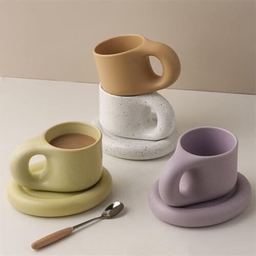 Colorful Ceramic Espresso Mugs Coffee Cups Candy Color Milk Coffee Cup Office Home Drinkware Microwave Oven Couple Handgrip Cups