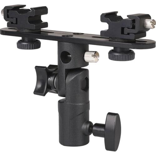 2 Hot Shoe Mounts Camera Flash Bracket Umbrella Holder Stand For Canon Nikon Sony Speedlite Monitor Microphone Monitor Camcorder