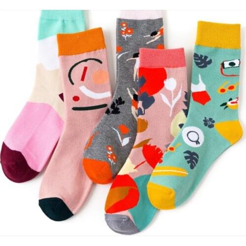 Art Women Socks Personality Special Women Picttures Cotton Creative High Quality Cool Adult Casual Crew Socks