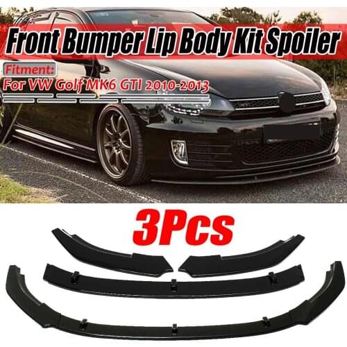 3 Piece Carbon Fiber Look/ Black Car Front Bumper Splitter Lip Diffuser Body Kit Spoiler For VW For Golf MK6 GTI 2010 2012 2013