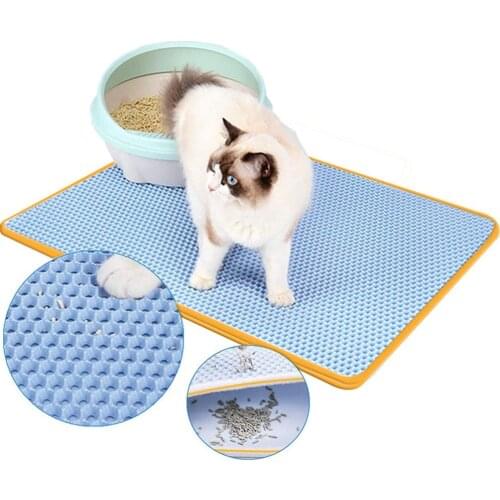 Pet Cat Litter Mat Waterproof EVA Double Layer Cat Litter Trapping Pet Litter Box Mat Clean Pad Products For Cats Accessories