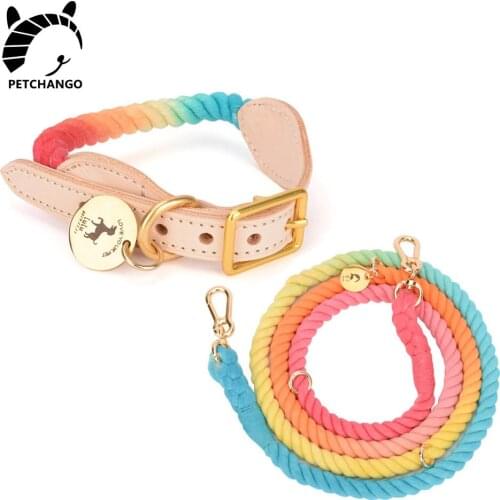 Leather Dog Collar Cotton & Leather 7 in 1 Multi-function Dog Leash Collar Set for Dogs Small Medium Large Pet Dog Accessories