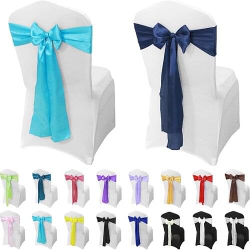 10pcs Satin Chair Sashes Chair Ribbons Bows for Wedding Banquet Party Chair Cover Tie Back Decor wedding chair Party Supplies