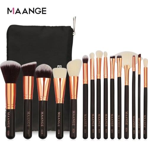 MAANGE 6/8/15pcs Luxurious Makeup Brushes Set Cosmetics Powder Foundation Contour Eyeshadow Make Up Beauty Tool + Leather Case