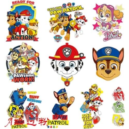 Paw Patrol Iron on Patches Set for Kids Clothing DIY T-shirt Applique Heat Transfer Patch Stickers Thermal Press Birthday Gift