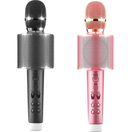 2 PacK Portable Karaoke Microphone for Phone Bluetooth Handheld Microphone Wireless Speaker Magic Voice Colorful LED