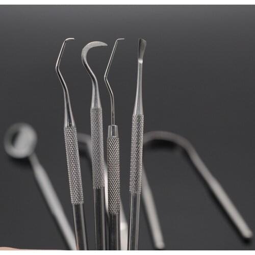 Dental Supplies 1Set Stainless Steel Teeth Cleaning Tools Oral Hygiene Tool Mirror Tweezer Mirror