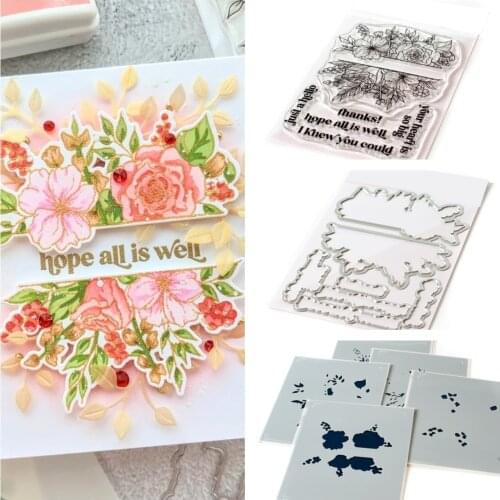 Just a hello flower Cutting Dies Stamps Stencil Scrapbook Diary Decoration Stencil Embossing Template DIY Greeting Card Handmade