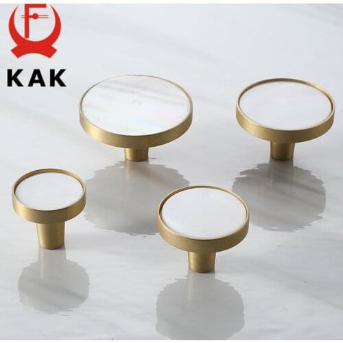 KAK Brass Copper Cabinet Knobs and Handles Fashion Cupboard Door Pulls Drawer Knobs European Gold Furniture Handle Hardware
