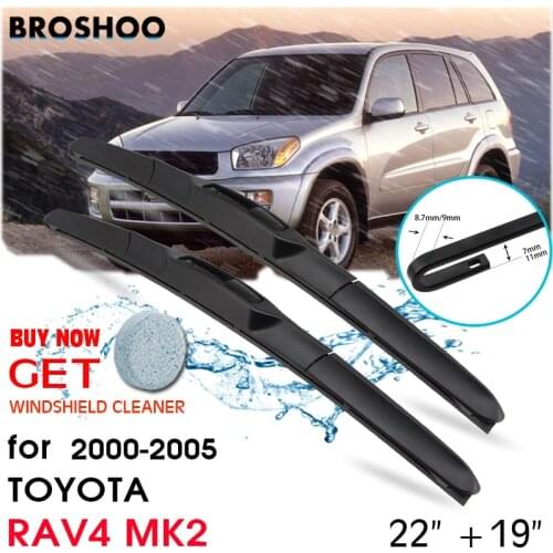 Car Wiper Blade Front Window Windscreen Windshield Wiper Fit U Hook Arm Blades Accessories For TOYOTA RAV4 MK2 22"+19" 2000-2005