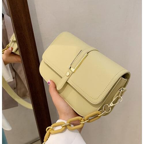Crossbody Bag Women Shoulder Bag Female Handbag Purse Women Bag Chain Fashion 2021 New PU Leather Simple Solid Color All-match