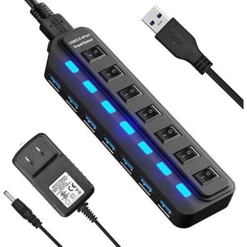 USB 3.0 HUB 4 7 Port Micro USB HUB 3.0 Splitter With On/Off Switch USB Hab 5Gbps USB Splitter For MacBook Pro Laptop Accessories