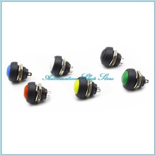 5pcs Black/Red/Green/Yellow/Blue/White 12mm Waterproof momentary Push button Switch