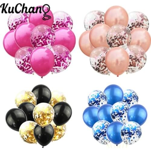 10pcs Blue Pink Gold Confetti Latex Balloons 12 Inches Party Balloons for Baby Shower Birthday Bridal Shower Wedding Decorations