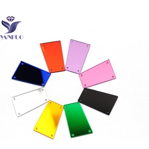 YANRUO 30Pcs Arrow Mirror Glass Sewing Holes Rhinestones Flat Back Sew Mirrors Dress Sewed Crystal For Garment Clothes