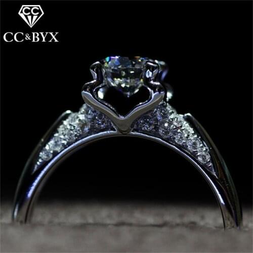 CC Classic Jewelry Rings For Women Luxury 1ct Cubic Zirconia Propose Ring Bridal Wedding Engagement Ringen Bijoux Femme CC1462