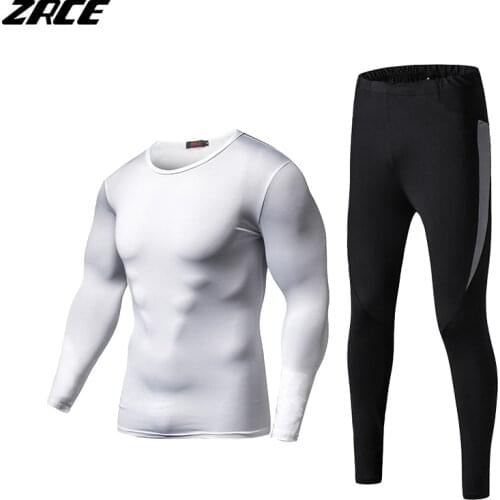 ZRCE Men Women Solid Fitness Causal Full Tracksuits Plus Suze O-neck Compression Suits Bodybuilding Male S-2XL Breathable Sets